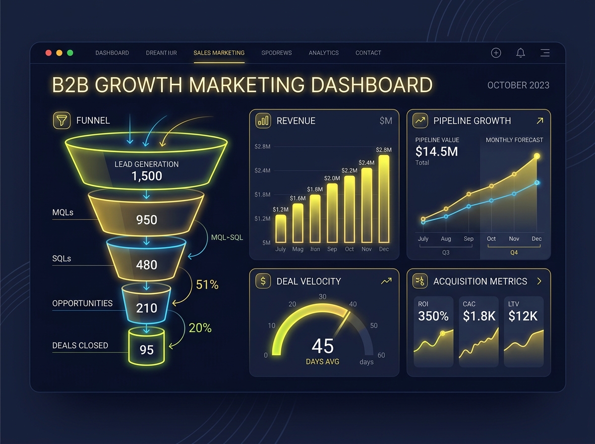 B2B Growth Marketing Sales Funnel Dashboard